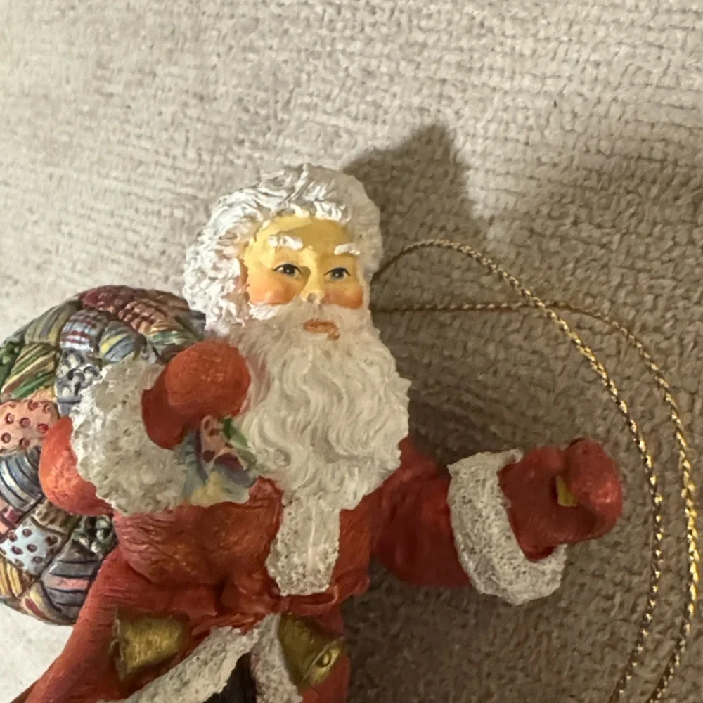 Handcrafted Santa Claus Ornament - Red and White